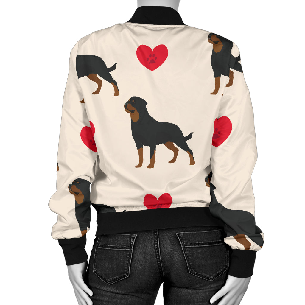 Rottweiler Pattern Print Design A02 Women's Bomber Jacket