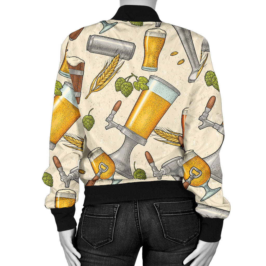 Beer Pattern Print Design 05 Women's Bomber Jacket
