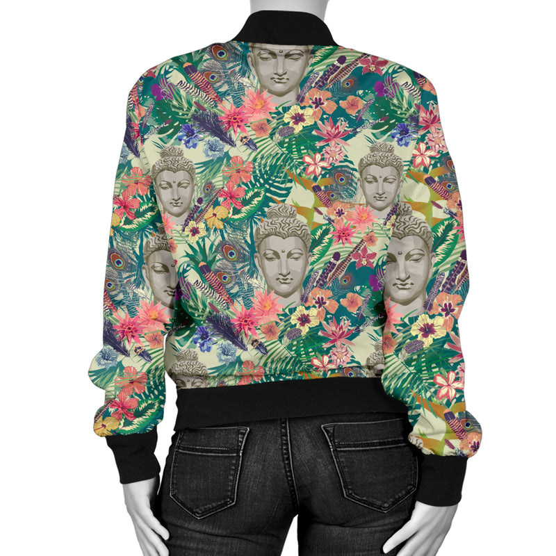 Buddha Pattern Print Design 08 Women's Bomber Jacket