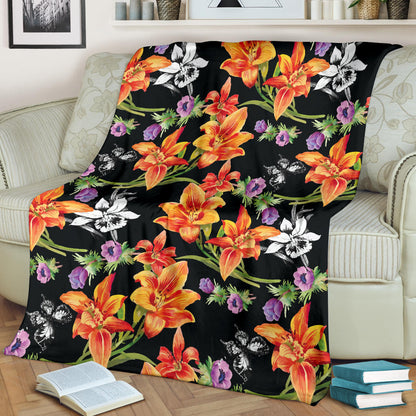 Tropical Flower Pattern Print Design TF02 Fleece Blanket