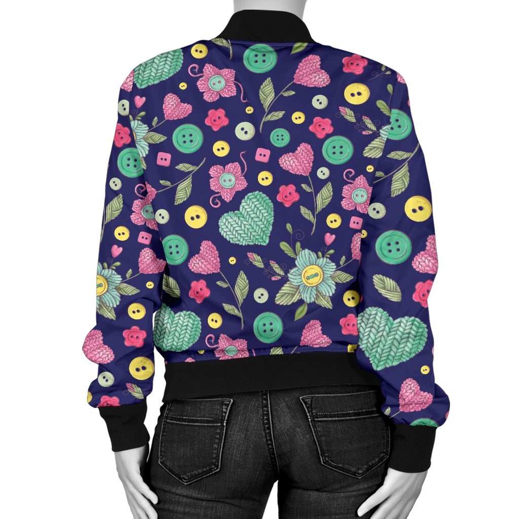 Crochet Pattern Print Design 02 Women's Bomber Jacket