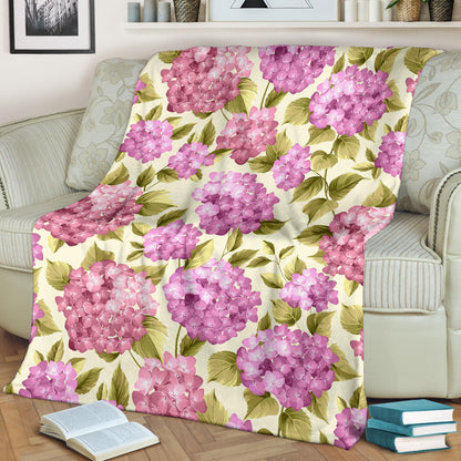 Hydrangea Pattern Print Design HD05 Fleece Blanket