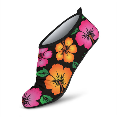 Hibiscus Pattern Print Design HB029 Aqua Water Shoes