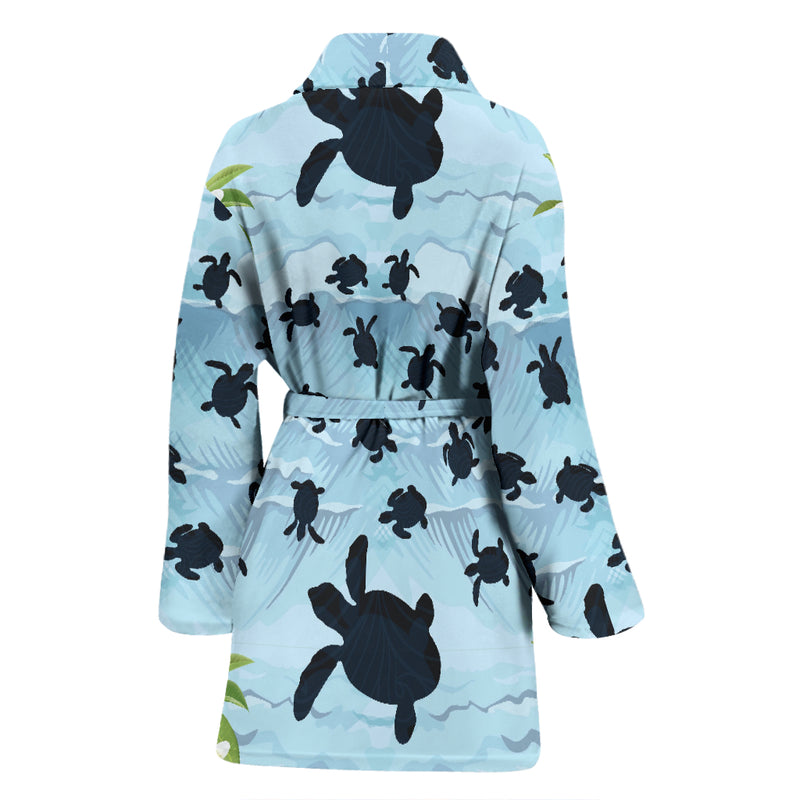 Sea Turtle Pattern Print Design T011 Women Bathrobe