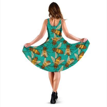 Bee Pattern Print Design BEE04 Midi Dress