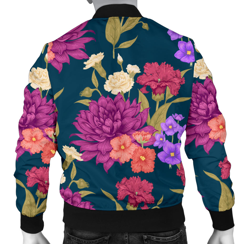 Dahlia Pattern Print Design DH01 Men Bomber Jacket