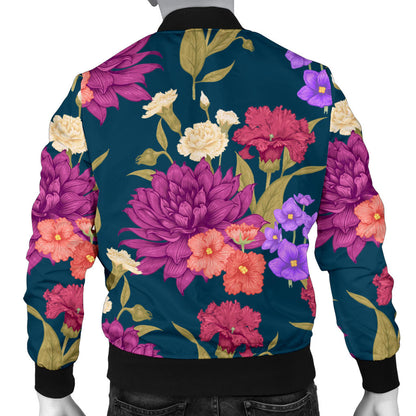 Dahlia Pattern Print Design DH01 Men Bomber Jacket