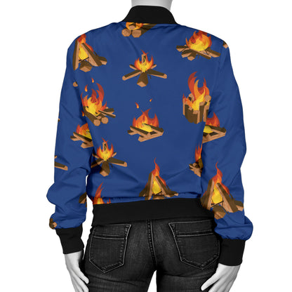 Campfire Pattern Print Design 03 Women's Bomber Jacket