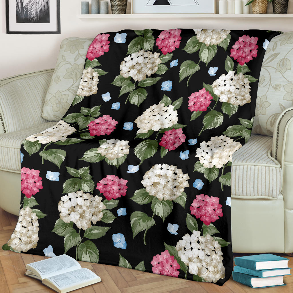 Hydrangea Pattern Print Design HD09 Fleece Blanket