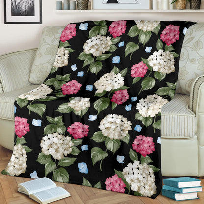 Hydrangea Pattern Print Design HD09 Fleece Blanket