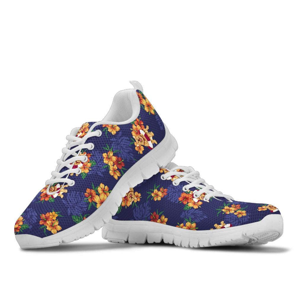 Hawaiian Themed Pattern Print Design H02 Sneakers White Bottom Shoes