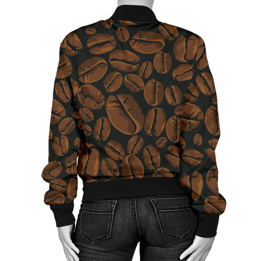 Coffee Pattern Print Design 01 Women's Bomber Jacket