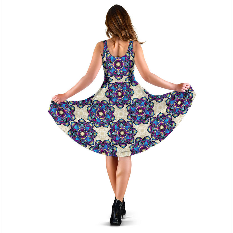 lotus Boho Pattern Print Design LO08 Midi Dress