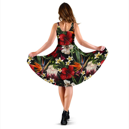 Summer Floral Pattern Print Design SF03 Midi Dress