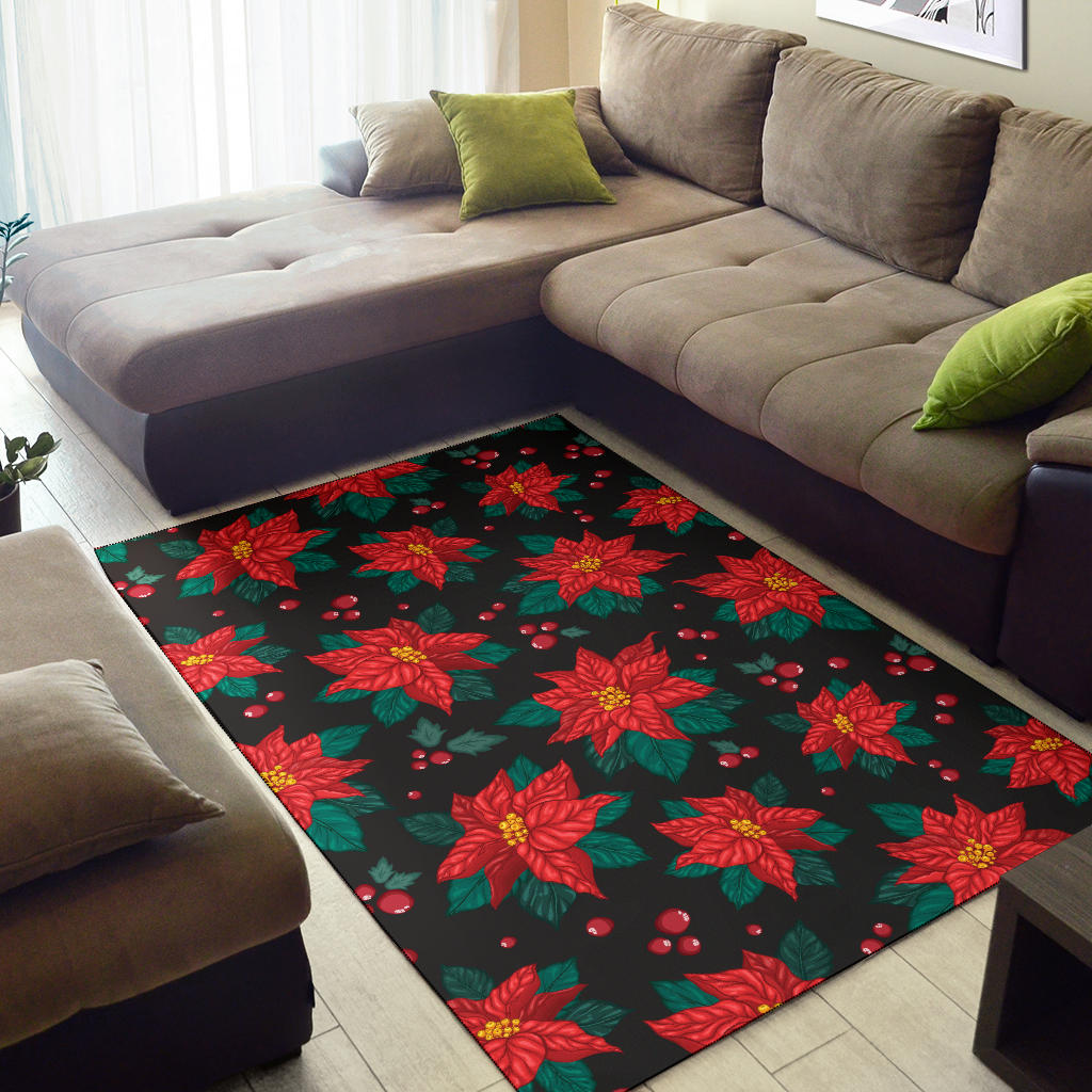 Poinsettia Pattern Print Design POT07 Area Rugs