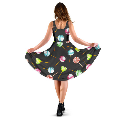Lollipop Pattern Print Design LL02 Midi Dress