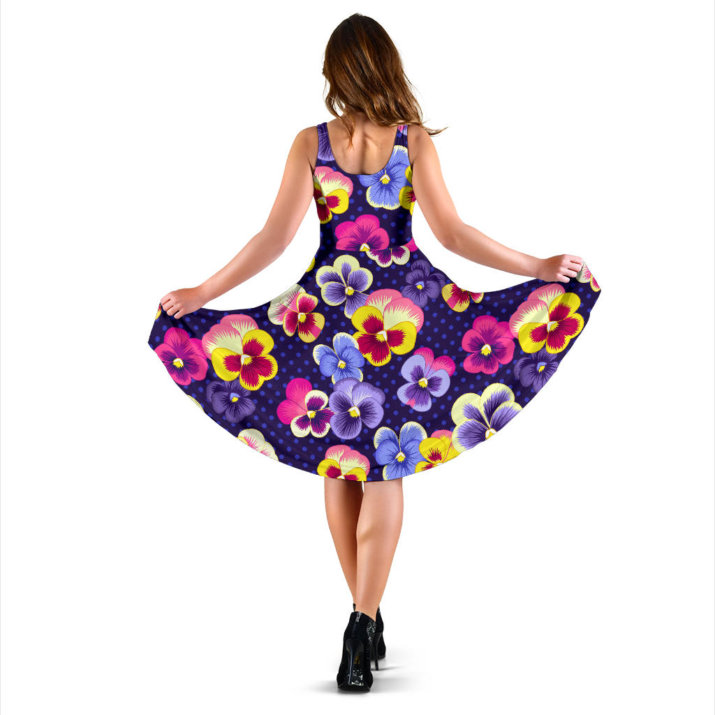 Pansy Pattern Print Design PS04 Midi Dress