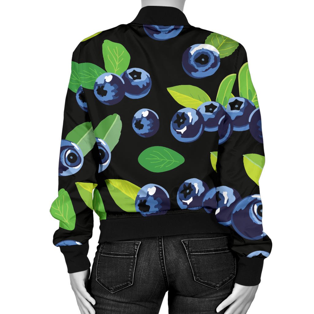 Blueberry Pattern Print Design BB03 Women Bomber Jacket