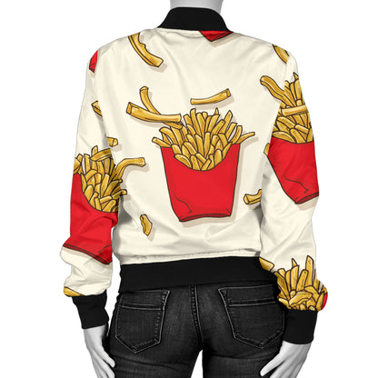 French Fried Pattern Print Design 01 Women's Bomber Jacket