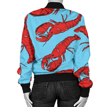 Lobster Red Pattern Print Design 03 Women's Bomber Jacket