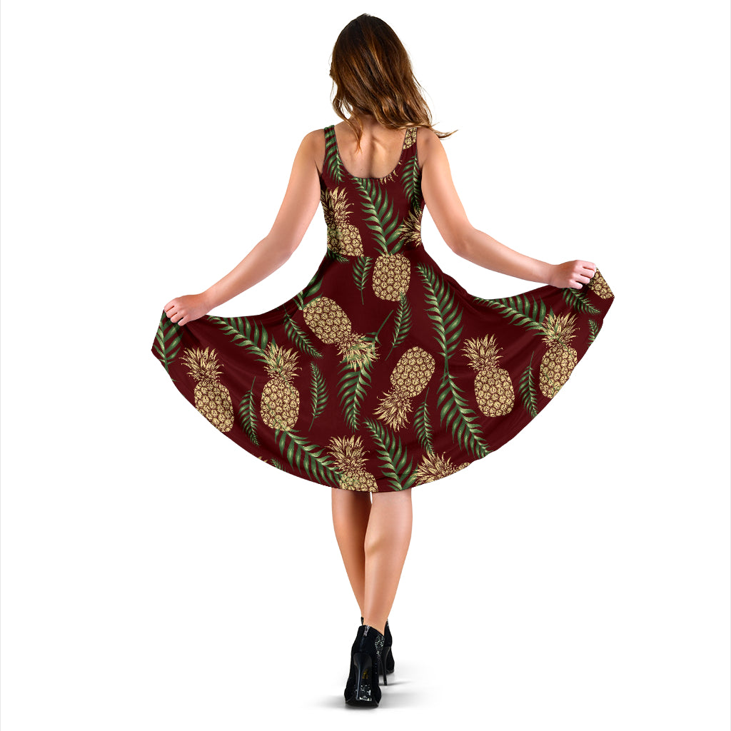 Pineapple Pattern Print Design PP013 Midi Dress