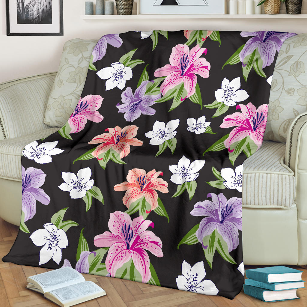 Lily Pattern Print Design LY02 Fleece Blanket