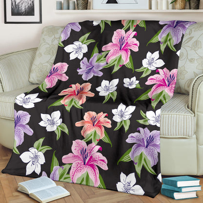 Lily Pattern Print Design LY02 Fleece Blanket