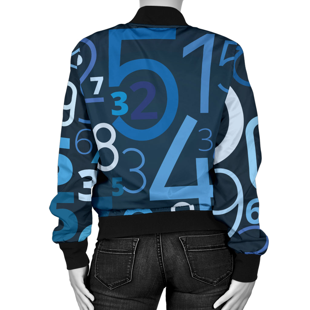 Number Pattern Print Design A02 Women's Bomber Jacket