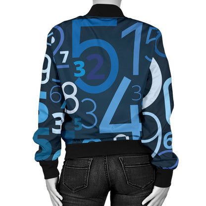 Number Pattern Print Design A02 Women's Bomber Jacket