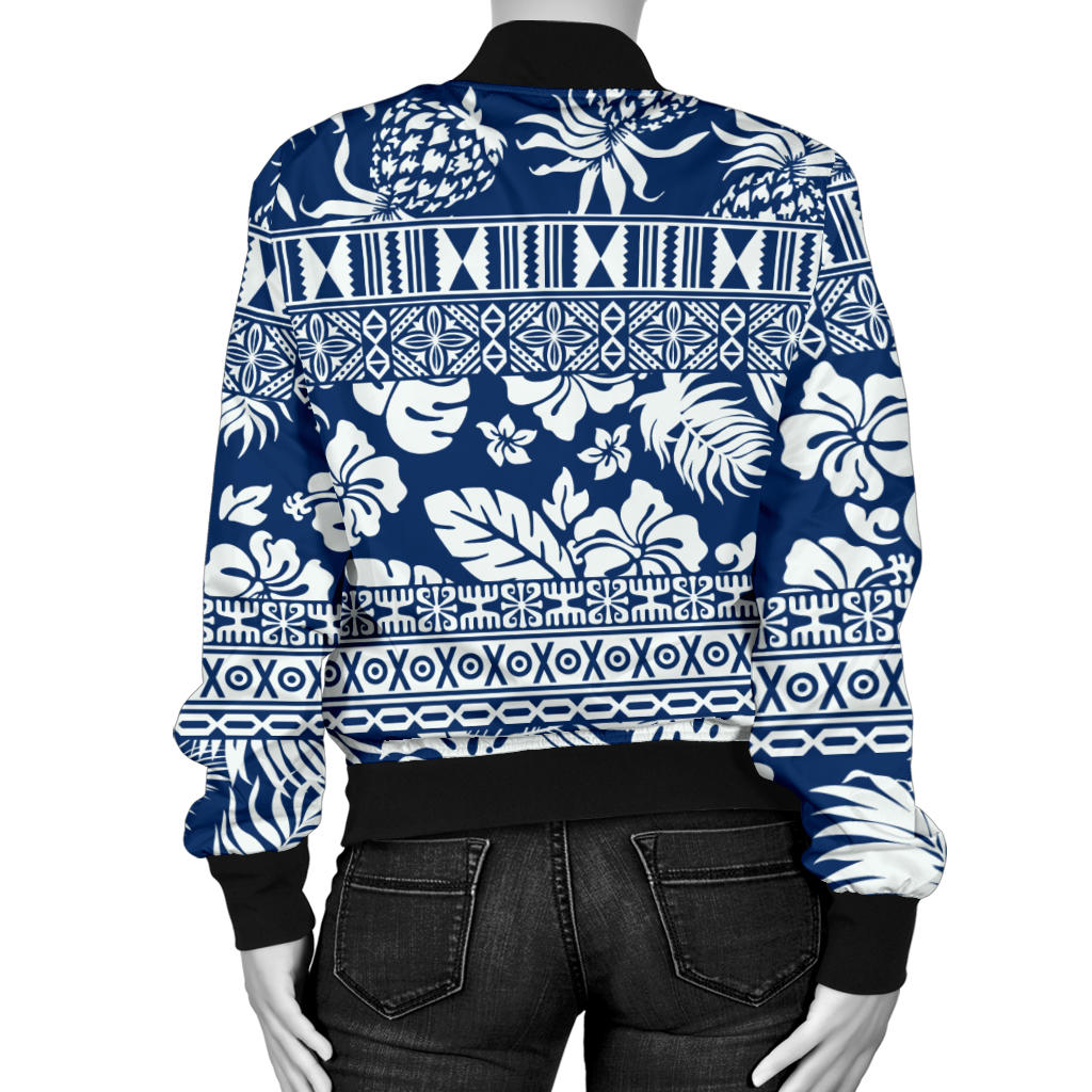 Hawaiian Themed Pattern Print Design H020 Women Bomber Jacket