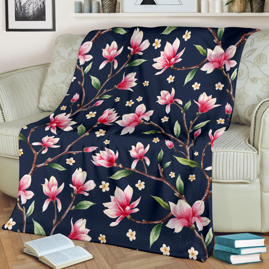 Magnolia Pattern Print Design MAG09 Fleece Blanket