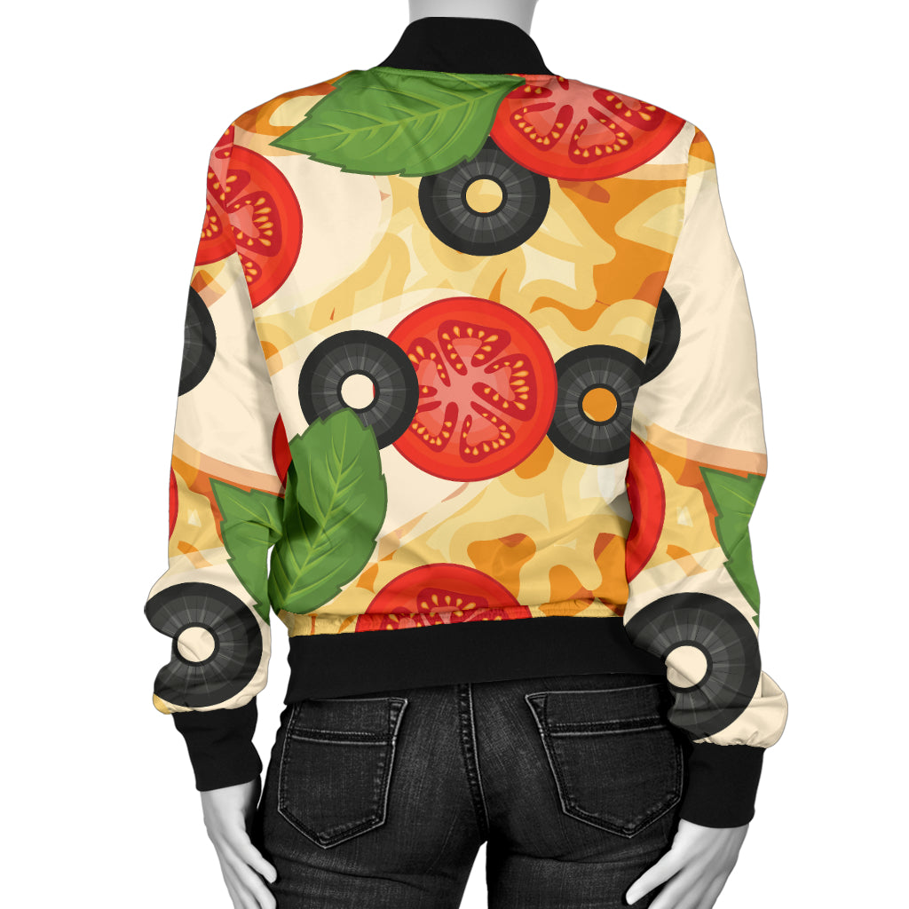 Pizza Pattern Print Design A05 Women's Bomber Jacket