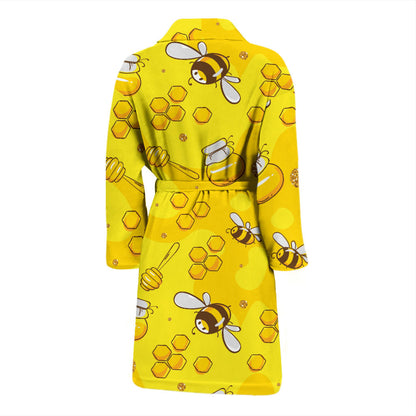 Bee Pattern Print Design BEE01 Men Bathrobe