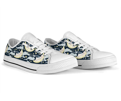 Rabbit Sleeping Pattern Print Design RB08 White Bottom Low Top Shoes