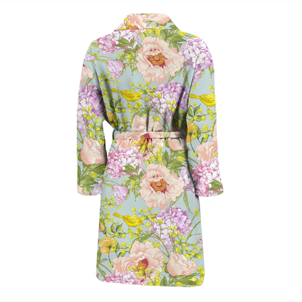 Hydrangea Pattern Print Design HD02 Men Bathrobe