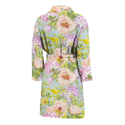 Hydrangea Pattern Print Design HD02 Men Bathrobe