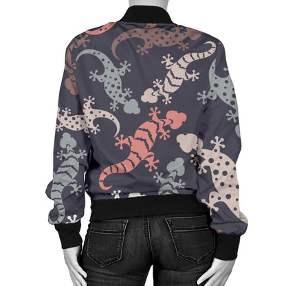 Gecko Pattern Print Design 02 Women's Bomber Jacket