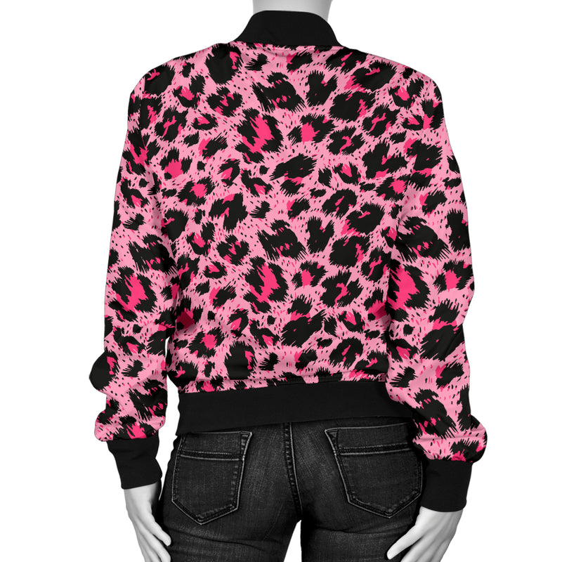 Cheetah Pink Pattern Print Design 01 Women's Bomber Jacket