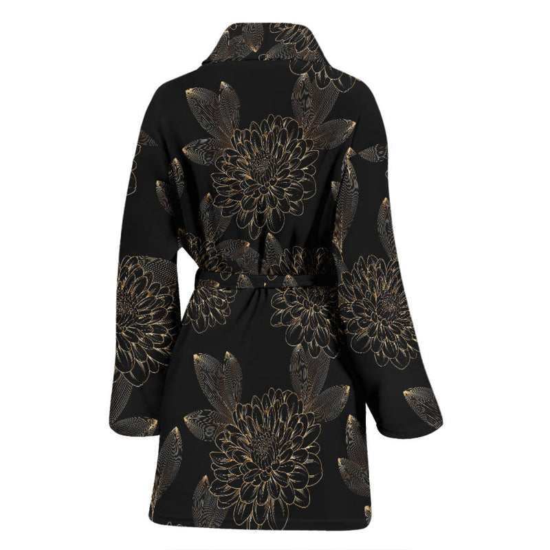 Dahlia Pattern Print Design DH04 Women Bathrobe