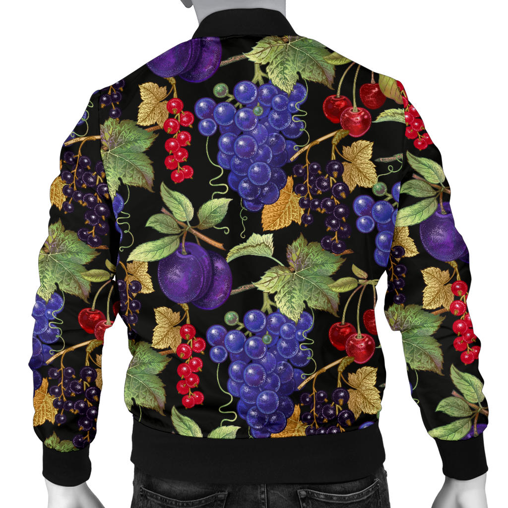 Grape Pattern Print Design GP05 Men Bomber Jacket