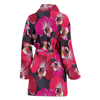 Orchid Red Pattern Print Design OR05 Women Bathrobe