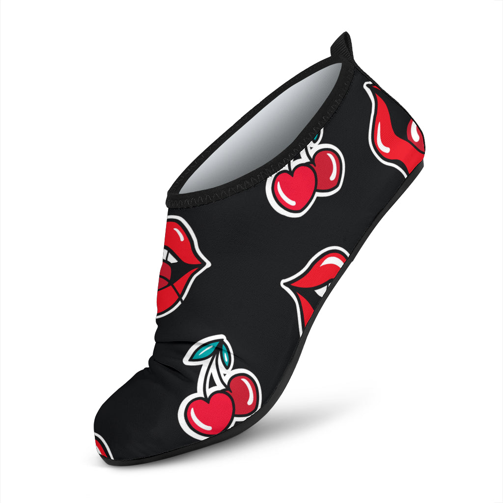 Cherry Pattern Print Design CH04 Aqua Water Shoes