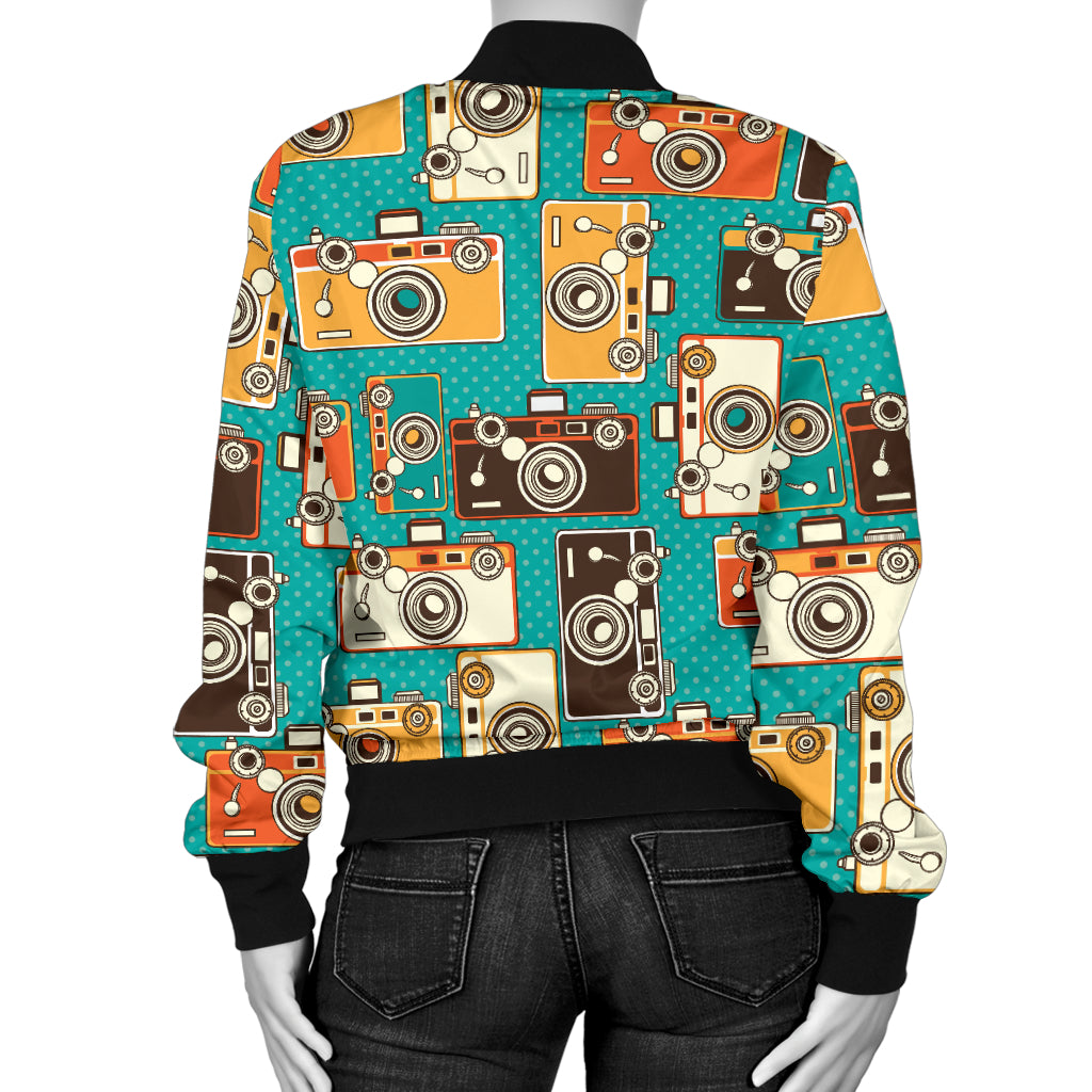 Camera Pattern Print Design 02 Women's Bomber Jacket