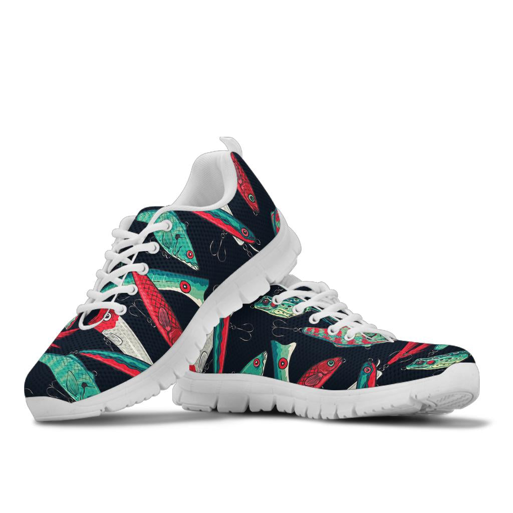 Fishing Bait Pattern Sneakers White Bottom Shoes