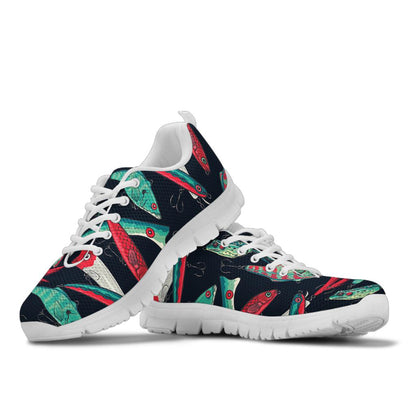 Fishing Bait Pattern Sneakers White Bottom Shoes