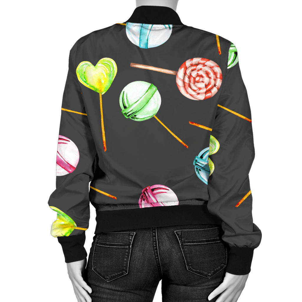 Lollipop Pattern Print Design LL02 Women Bomber Jacket