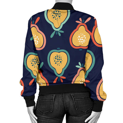 Pear Pattern Print Design PE03 Women Bomber Jacket