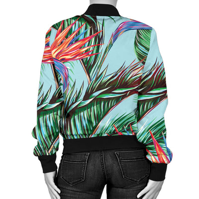 Bird Of Paradise Pattern Print Design BOP01 Women Bomber Jacket