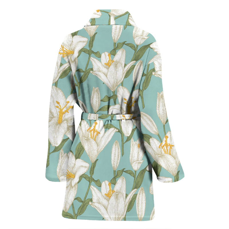 Lily Pattern Print Design LY09 Women Bathrobe