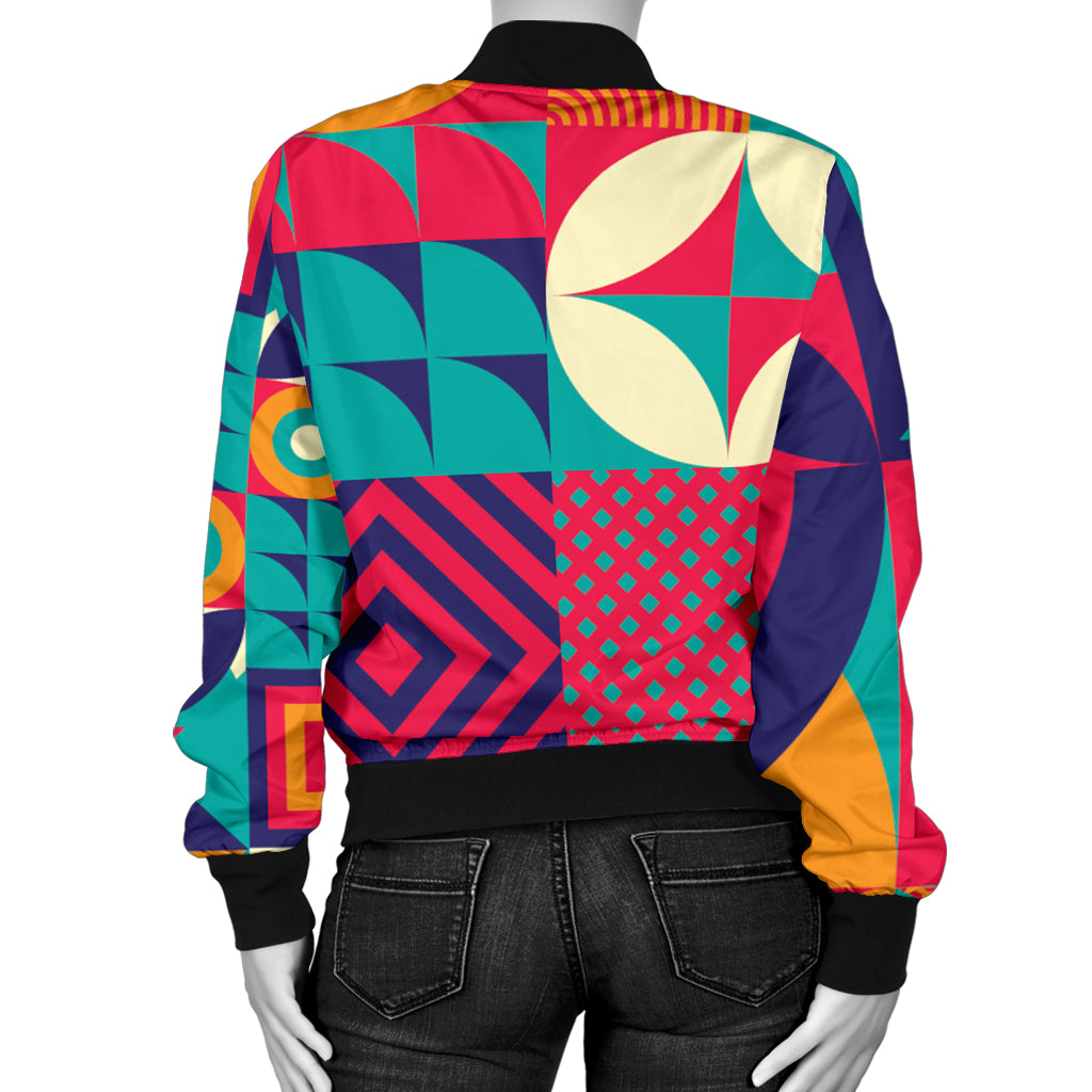 Mosaic Pattern Print Design 03 Women's Bomber Jacket